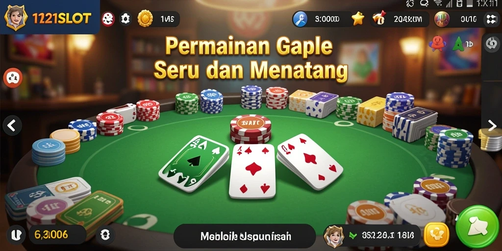 Screenshot gameplay 1121SLOT menampilkan serunya permainan Gaple.