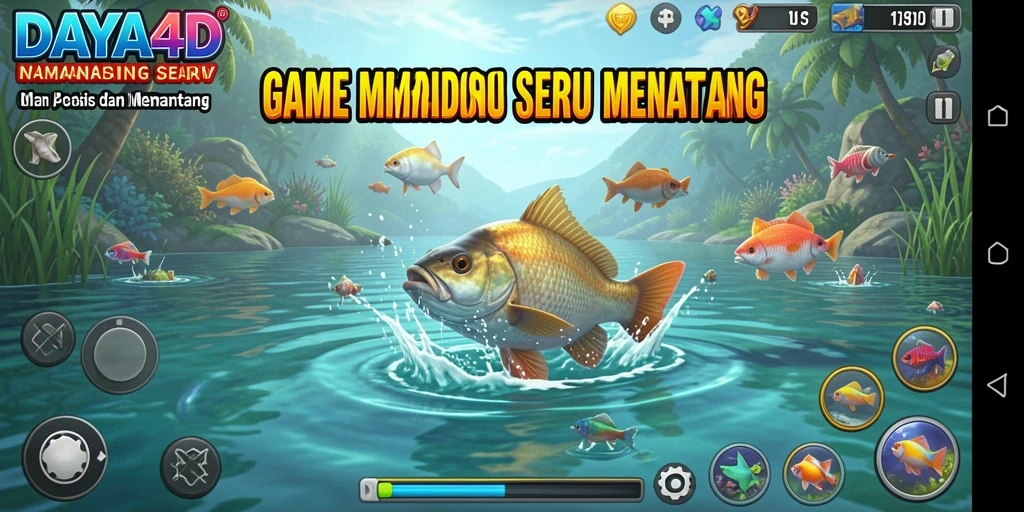 Tampilan gameplay DAYA4D yang seru dan imersif saat memancing.