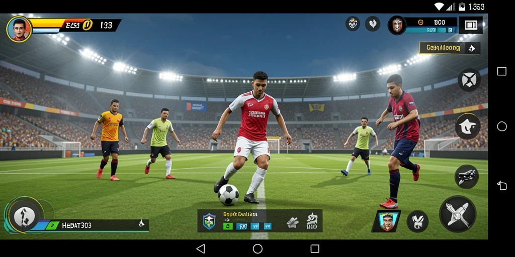 Gameplay HEBAT303 menampilkan aksi bermain sepak bola yang seru.