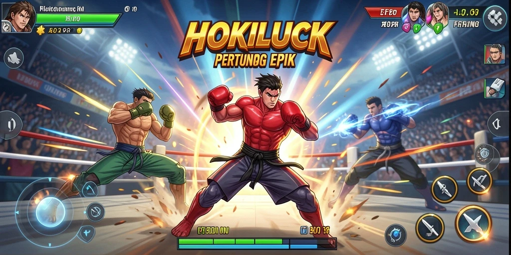Tampilan gameplay menarik di HOKILUCK dengan aksi bertarung seru.