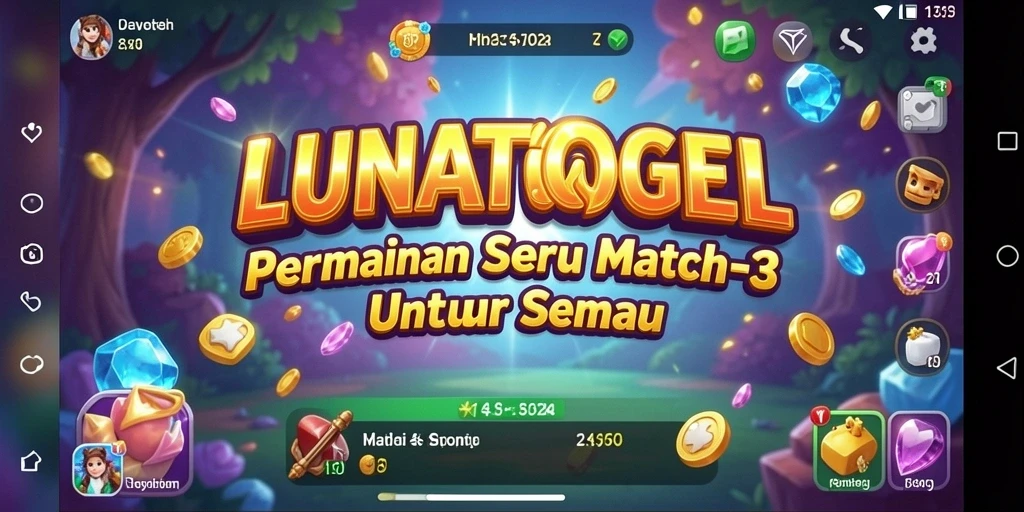 Tampilan gameplay seru LUNATOGEL dalam aksi Match-3.
