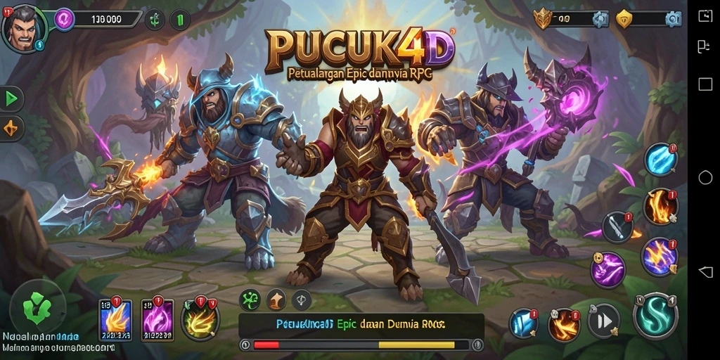 Screenshot menampilkan aksi pertarungan epik dalam <strong>PUCUK4D</strong> dengan karakter unik.