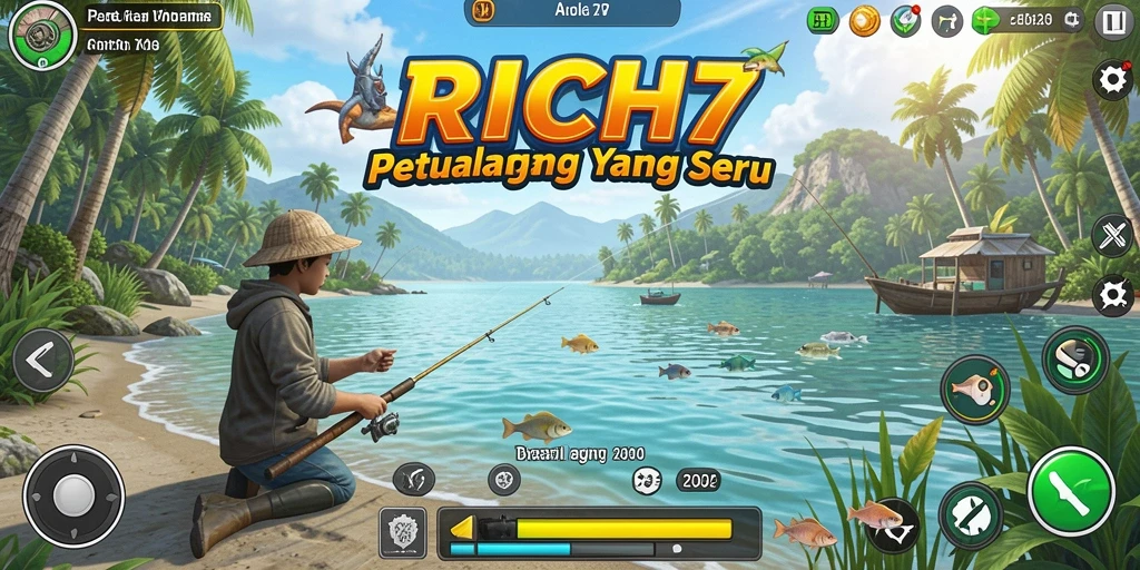 Gameplay RICH7 yang seru dengan aksi memancing yang memukau.