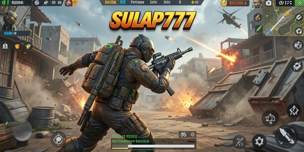 Gameplay mendebarkan dalam pertempuran battle royale di SULAP777.