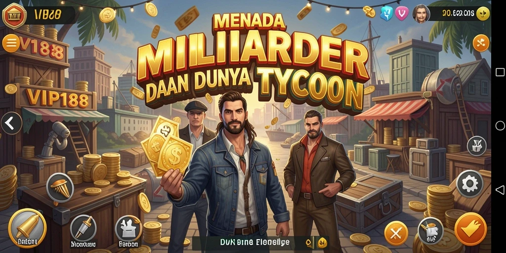 Tampilan gameplay VIP188 yang menakan dalam dunia Tycoon.